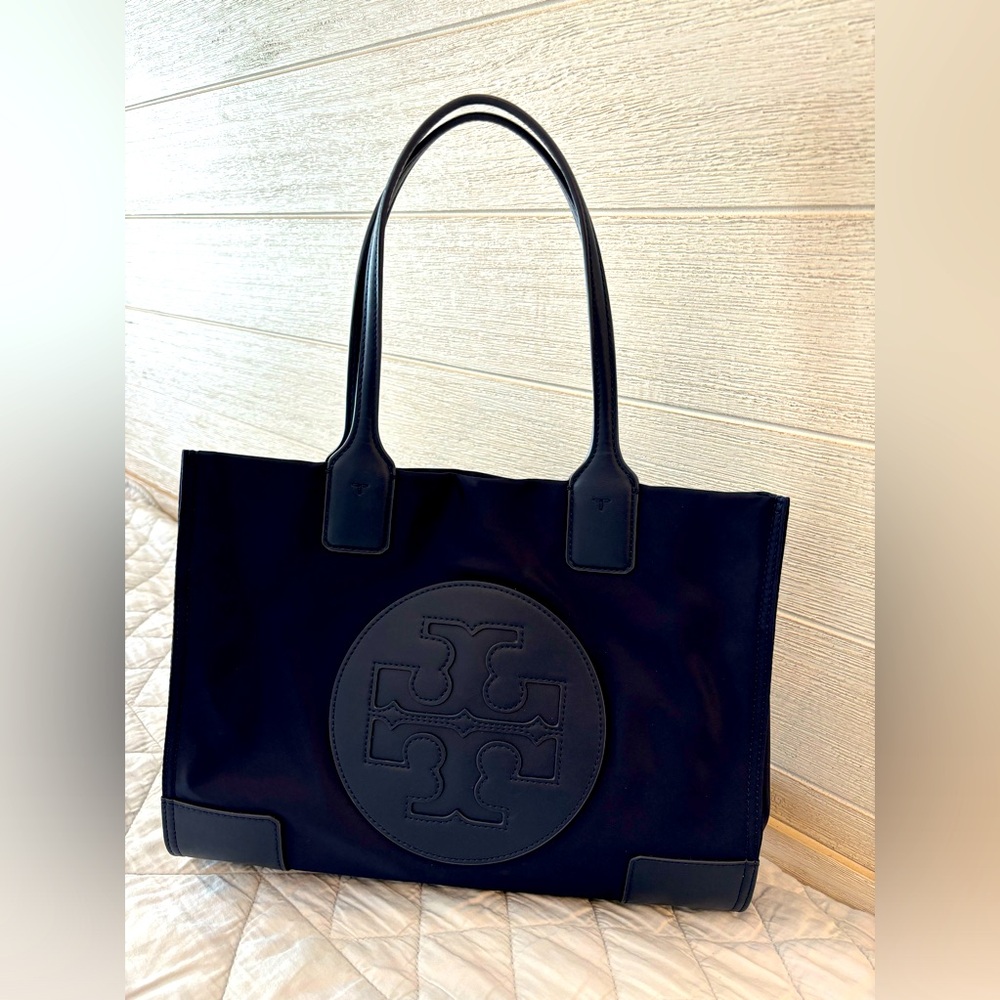TORY BURCH MINI ELLA TOTE NAVY BLUE